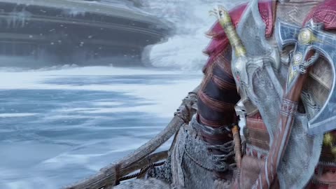 Kratos calms wolf down God of War Ragnarök