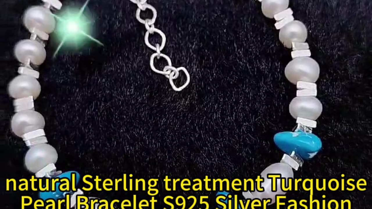 GN-20241111-05 Natural Sterling treatment Turquoise Pearl Bracelet S925 Silver Fashion