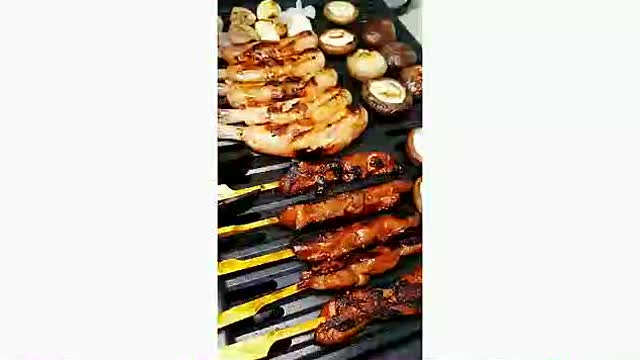 Chicken Skewer and Mushroom Grill #shorts