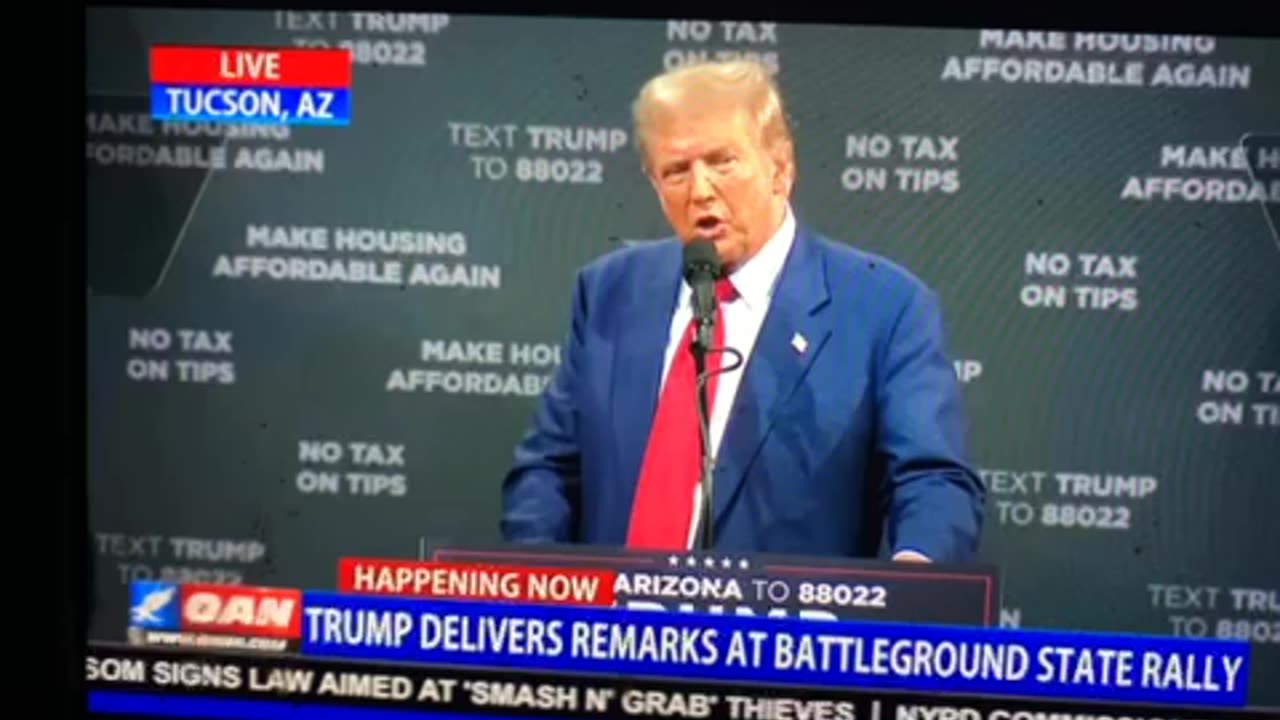 OAN Trump in Tucson rallies battleground Arizona 06:28 PM