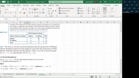 MATH 810 Inference for 1 and 2 Proportions in Excel