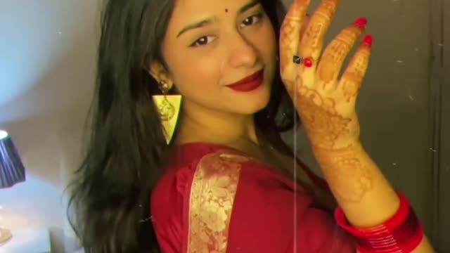 The Beauty of a Indian girl in Red Sari is just Boom