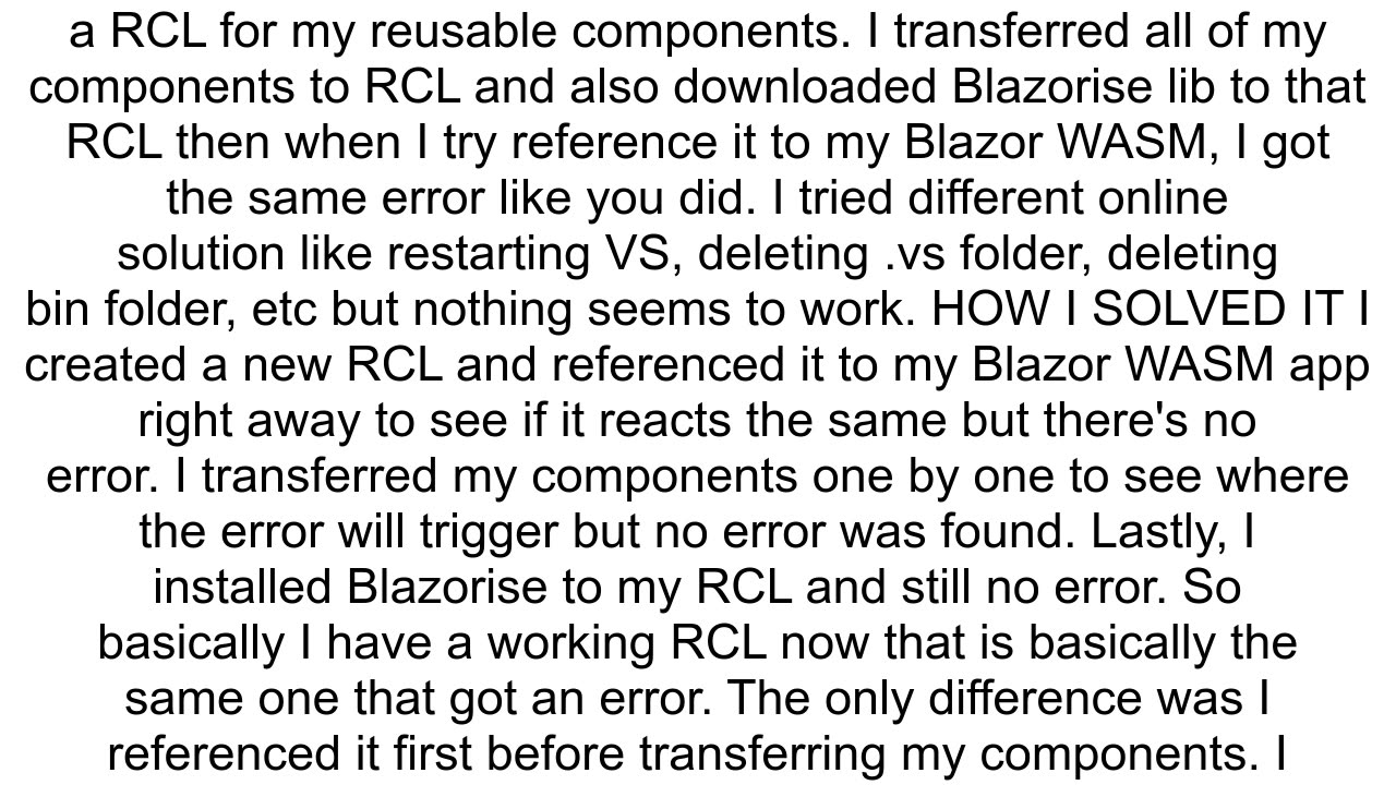 Blazor WASM error referencing Razor Class Library