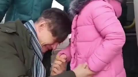 Ukrainian Father Says Goodbye To His Daughter