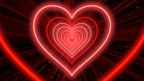 417. Heart Tunnel❤️Red Heart Background Neon HeartHeart