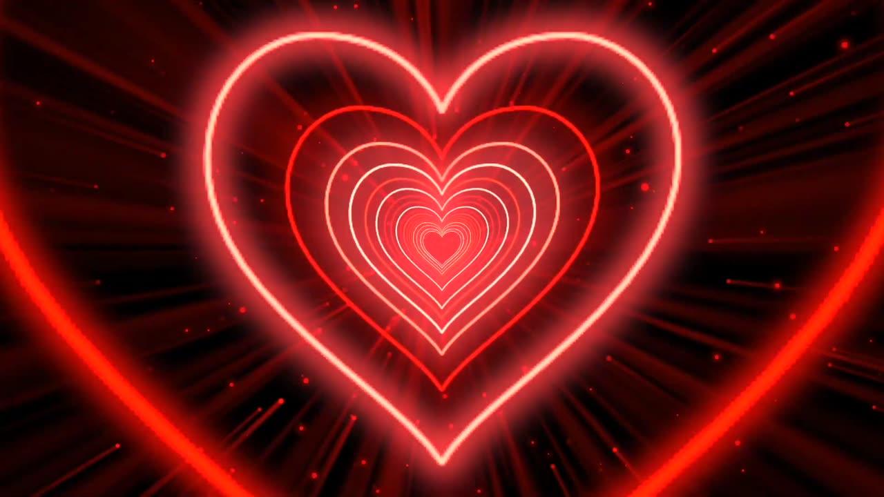 417. Heart Tunnel❤️Red Heart Background Neon HeartHeart