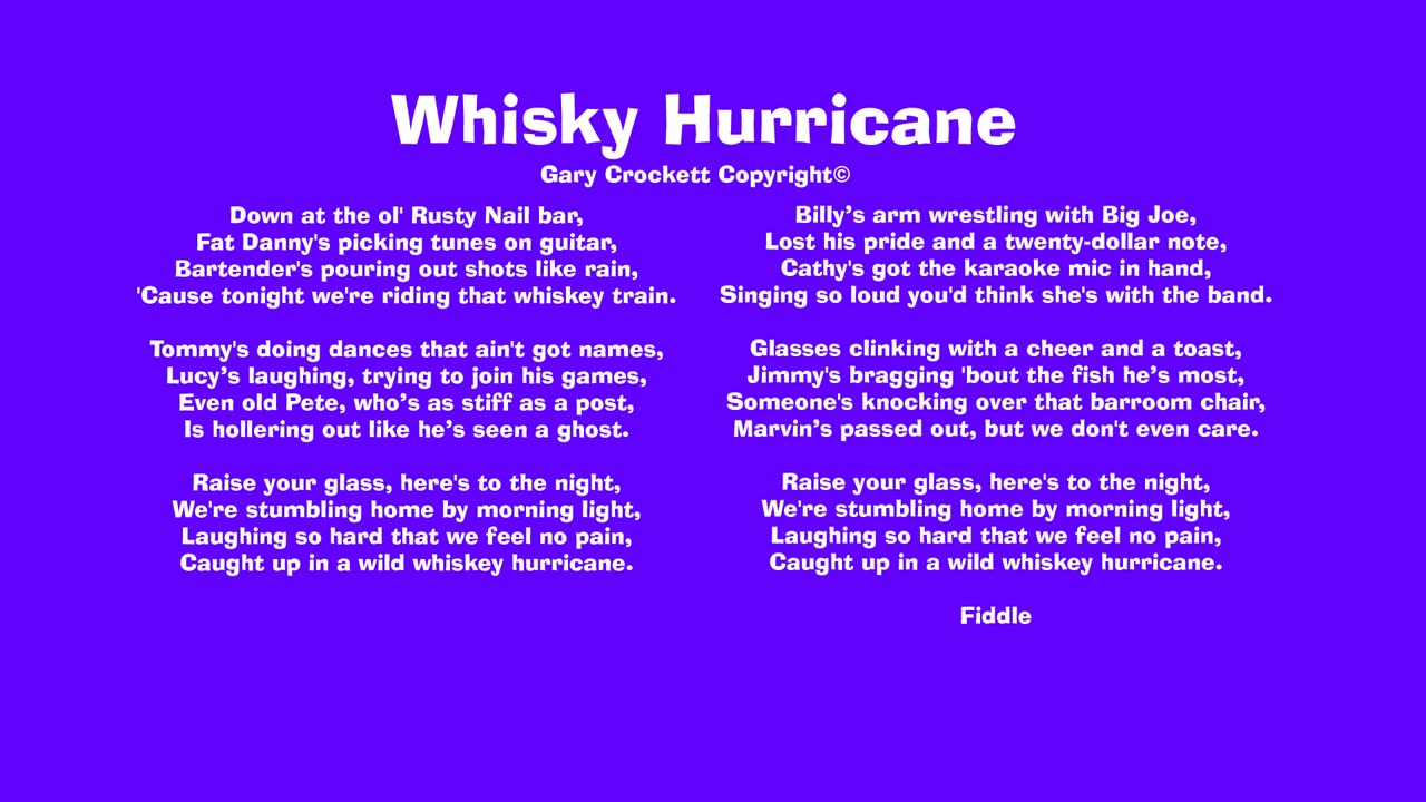 Whiskey Hurricane Song