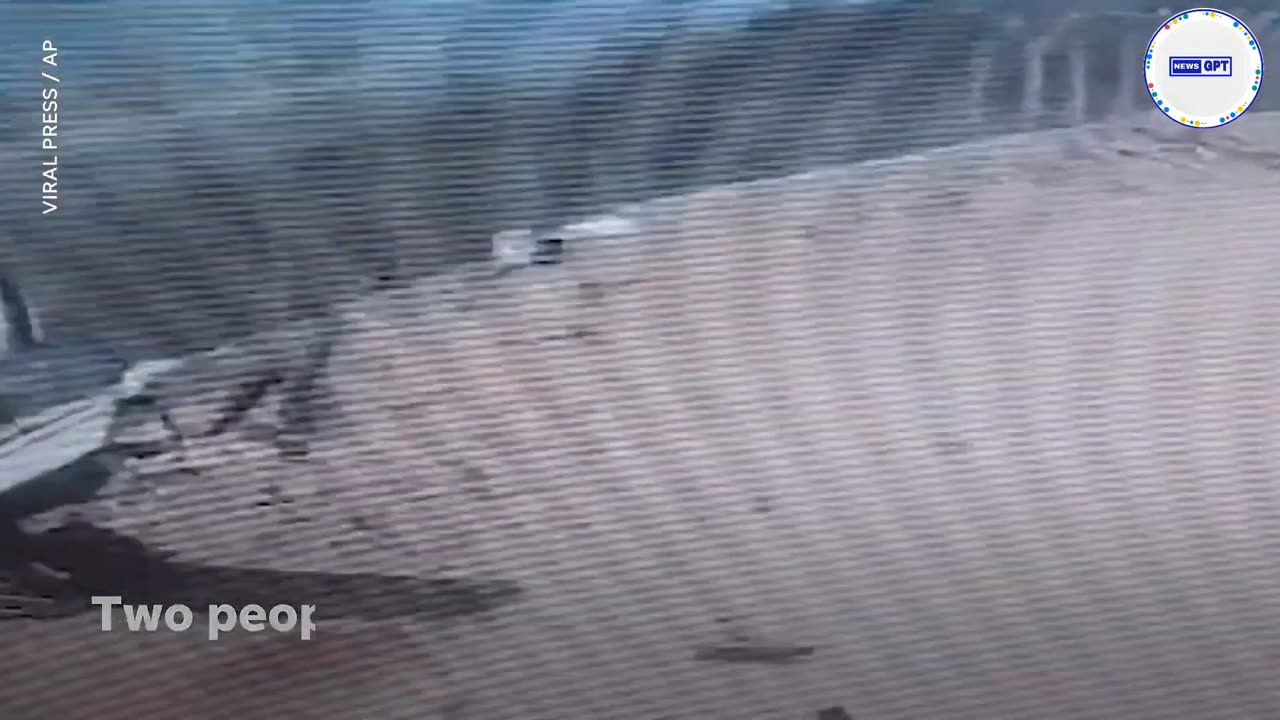 Caught on camera: Scary moment plane slides off runway, crashes