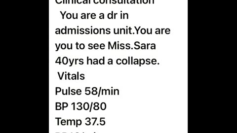 ST5.40 year old lady with collapse, pulse 58 Yasmin