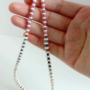 Pink shell Tourmaline Rubellite Apyrite smooth beads gemstone jewelry 20231117-02-08