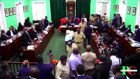 Bahamas lawmaker throws symbolic mace out window