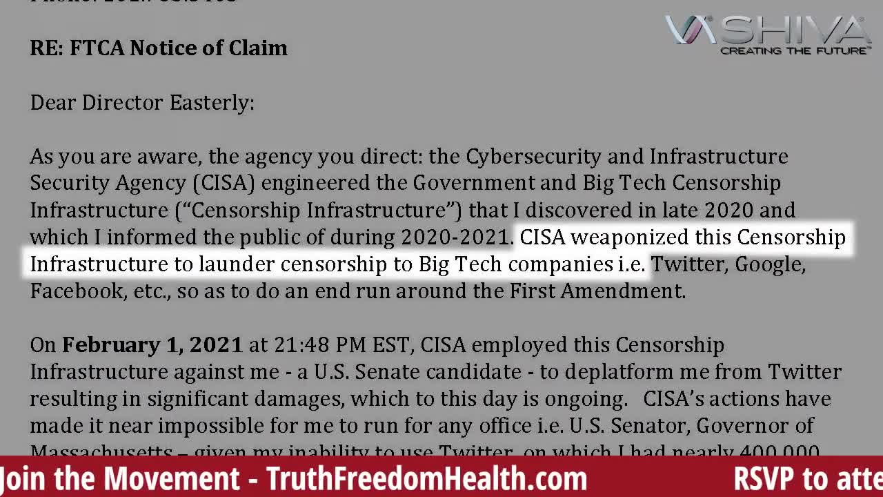 Dr.SHIVA Sues CISA/DHS for Censorship of His Political Speech
