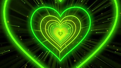 400. Heart Tunnel💚Green Heart Background Neon Heart Heart