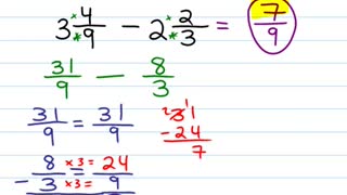 Subtracting Fractions (mixed numbers)