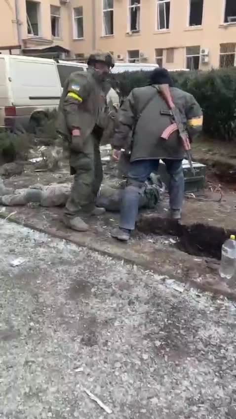 A denazified Volkssturm of territorial defense, destroyed during a missile strike this morning, is