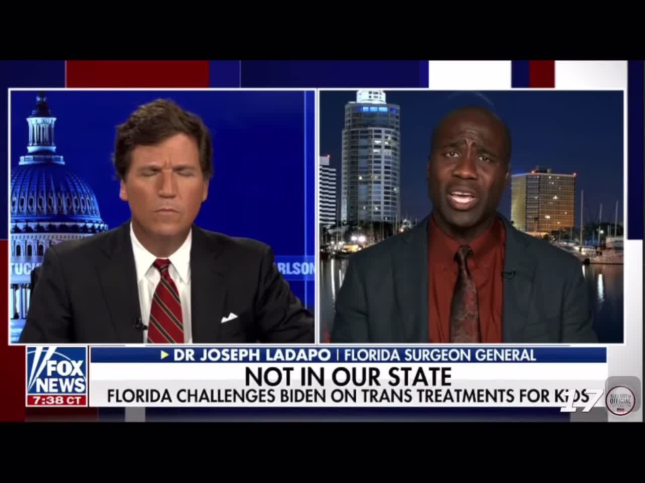 Florida surgeon general talk to Tucker about hormone treatments and puberty blockers.