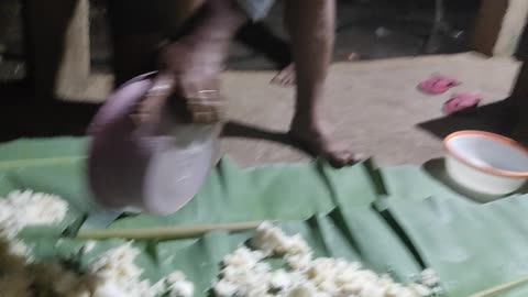 Typical food from the east of Flores, eating together on a banana leaf