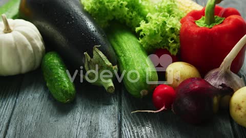 Abundance of fresh ripe vegetables-Composition of multicolored vegetables in assortment in water dro