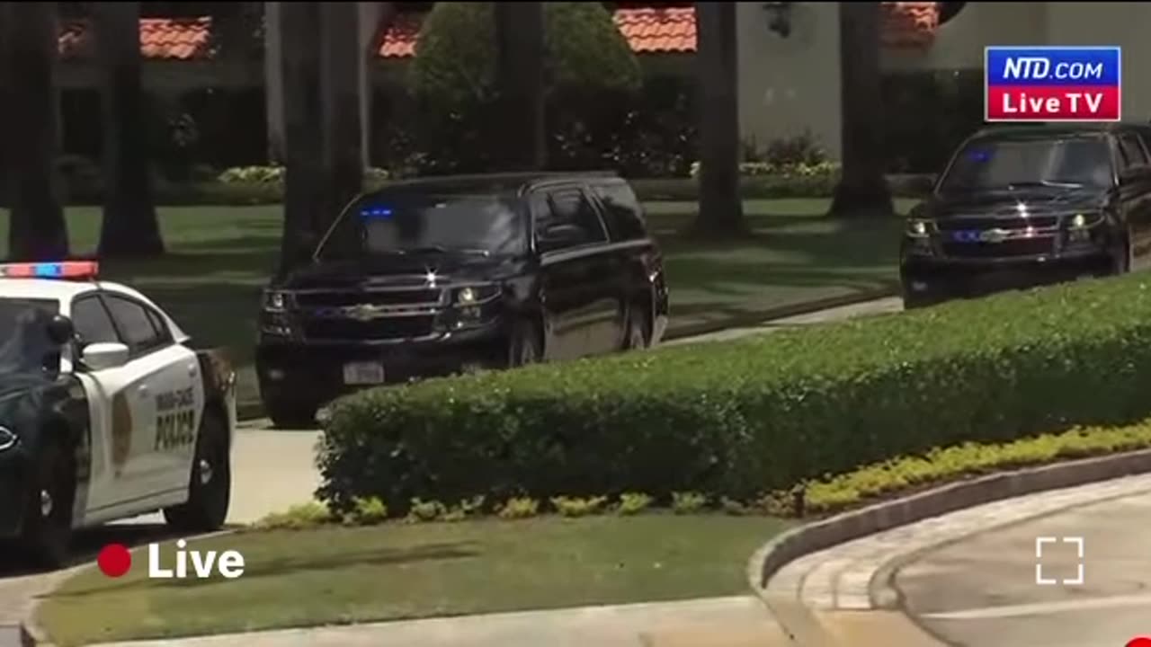 DJT's Motorcade To Miami Courthouse Including An Ambulance