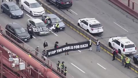 Anti-Israel demonstrators shut down both directions of the Golden Gate Bridge in California.