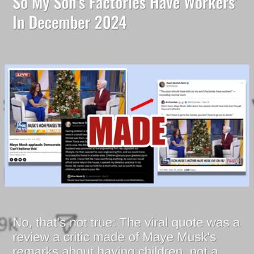 Fact Check: Musk's Mother Did NOT Say 'Poor Should Have Kids So My Son's Factories Have Workers'
