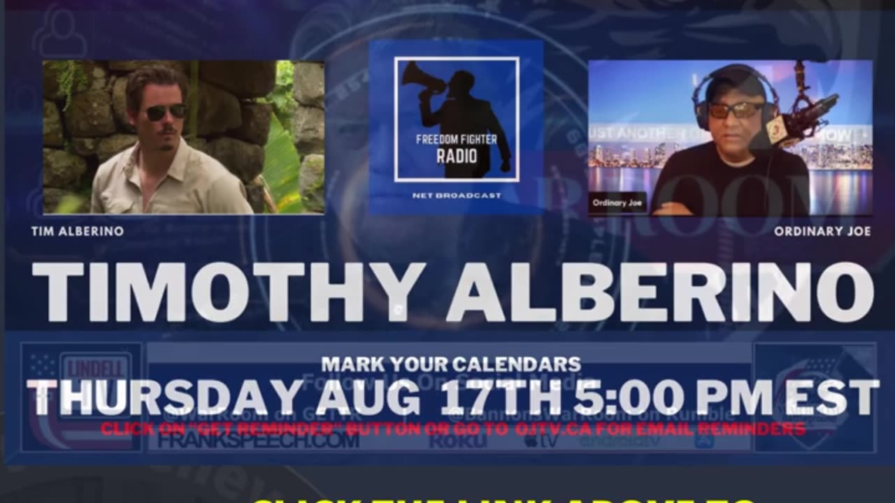 Tune in tomorrow 5pm Eastern for our special guest Timothy Alberino