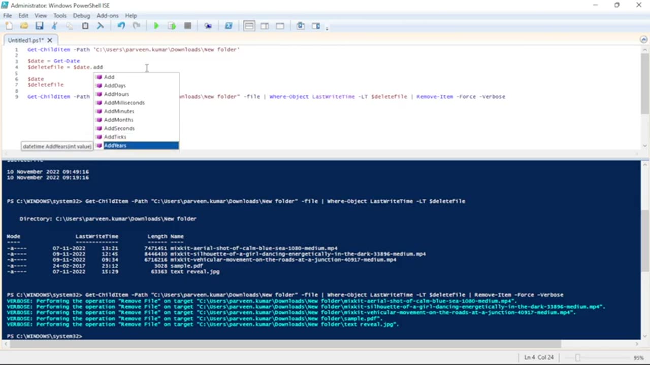 Delete Files with Path via PowerShell