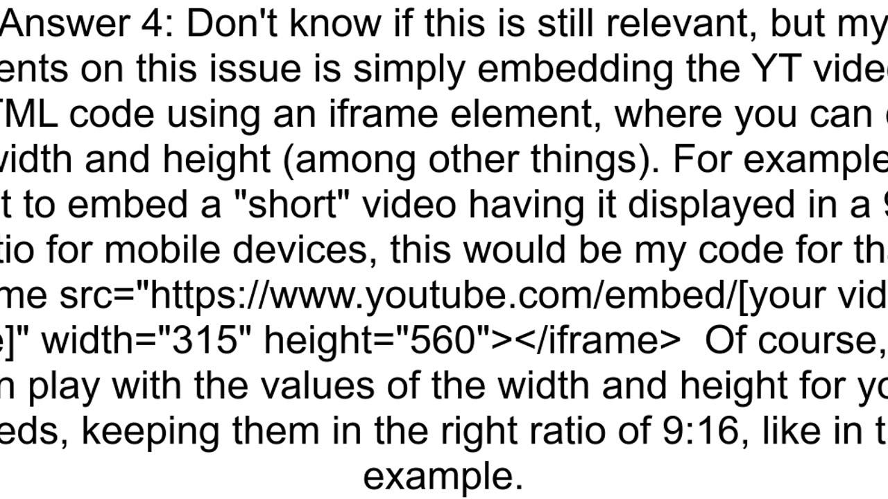 embedding youtube videos aspect ratio