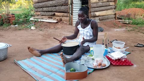 Baking my birthday cake in the village using sand// Village celebrations// Part 1