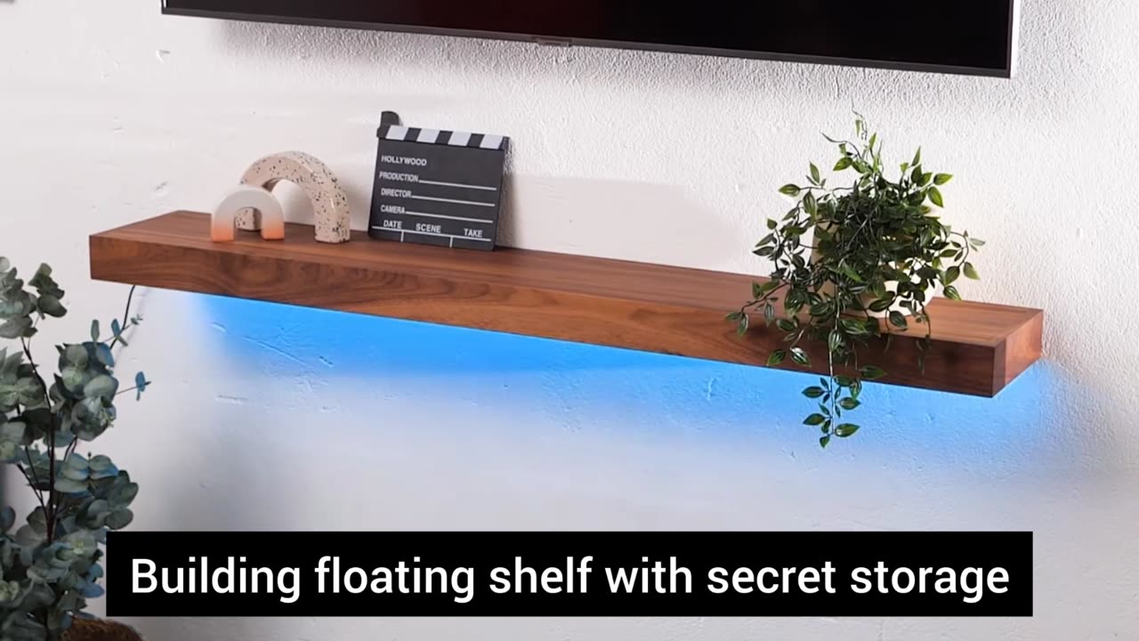 Building floating shelf with secret storage