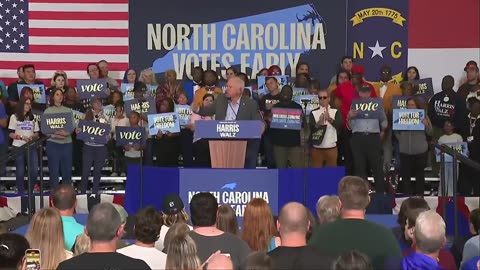 Gov Walz rallies supporters in North Carolina