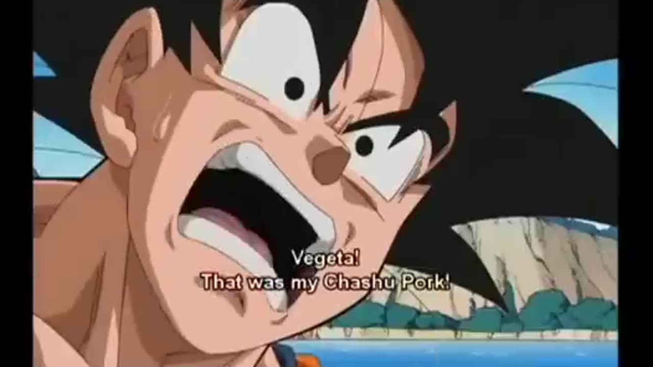 The eating competition between Goku and Vegeta