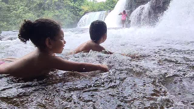 My kids enjoy the waterfall