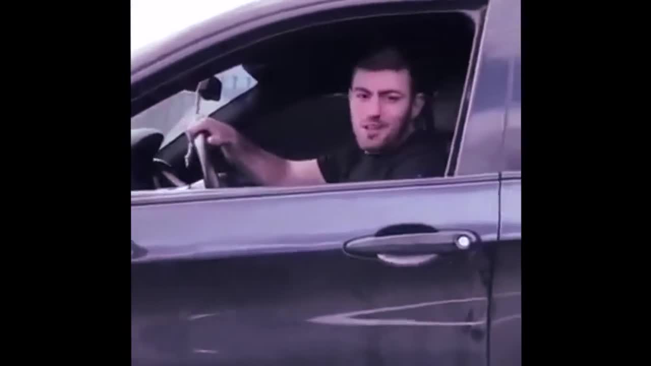 The tiger is riding in the car