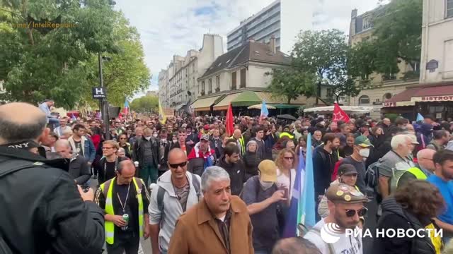 HUNDREDS of protesters gather in Paris