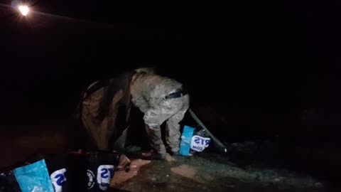 Putting my Bergen in the tent. 11th Dec 2022