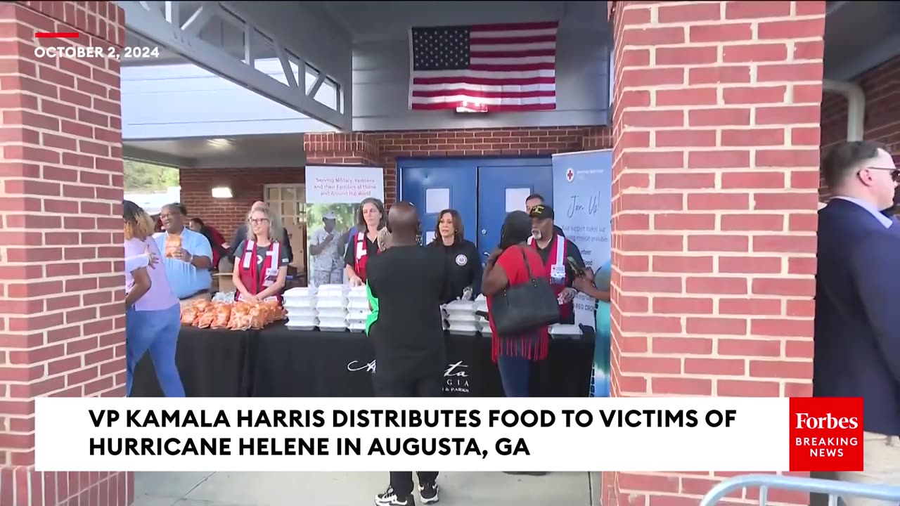Kamala Harris Distributes Food To Hurricane Helene Victims In Augusta, Georgia