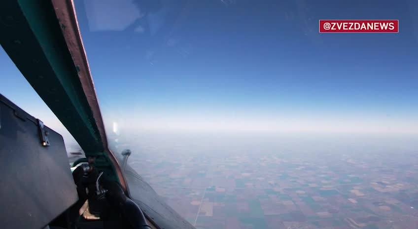 MiG-31 supersonic fighters in the sky over the air defense zone