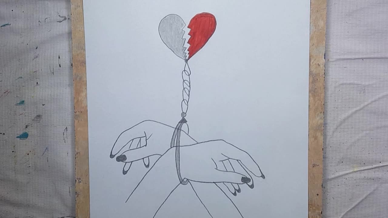 Broken heart drawing