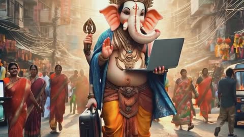 Ganpati Bappa With Laptop