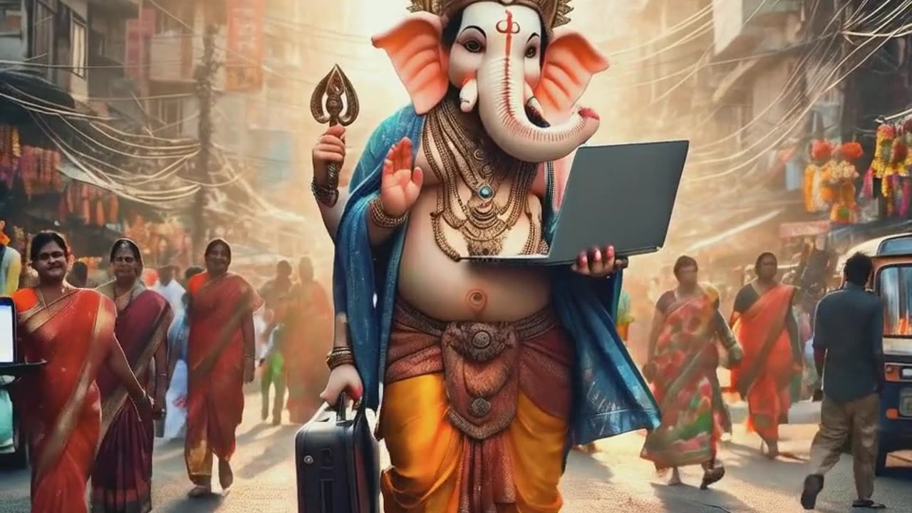 Ganpati Bappa With Laptop