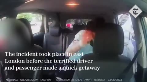 East London UK Terrifying man knifed/stabbed by knife-wielding gang in back of a taxi