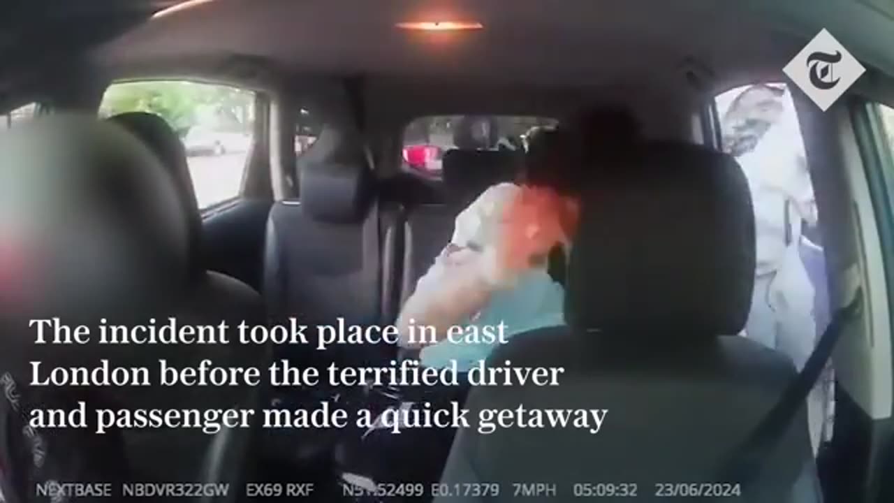 East London UK Terrifying man knifed/stabbed by knife-wielding gang in back of a taxi