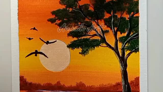 Sunset Painting tutorial for beginners