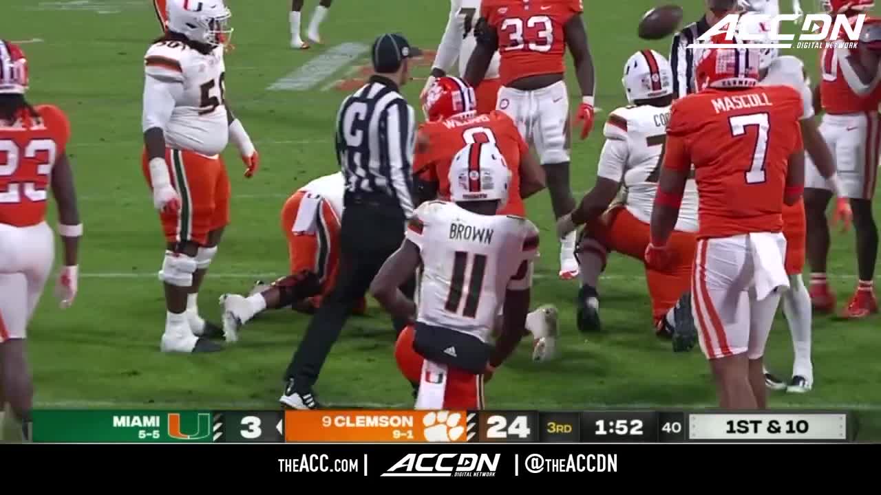 Clemson's Toriano Pride Storms In for The Safety On 'Canes | ACC Must See Moment