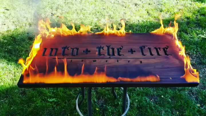 Custom Made sign on fire