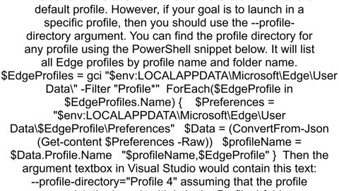 How do I select Edge profile launched when debugging in Visual Studio 2022
