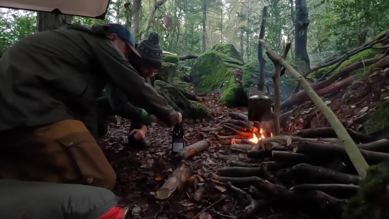 A Bushcraft Camp in the Woods |The Calm After the Storm | Tarp Shelter & One Pot Cooking