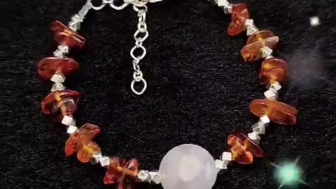 GN-20241021-03 Rose quartz S925 Silver Bracelet and Natural Amber Combo Bracelet Beautiful Pearl