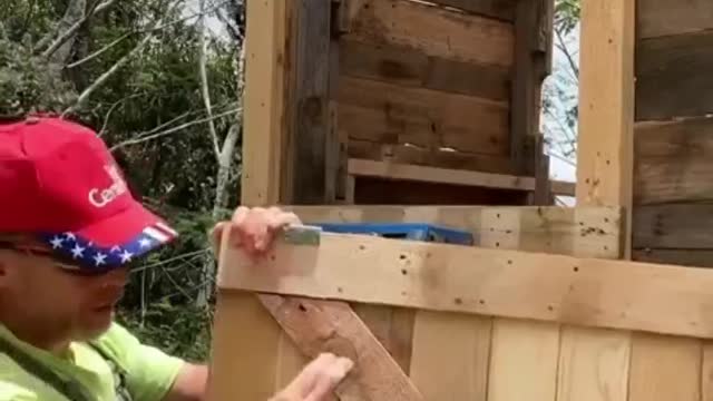 Rustic wooden window shutters